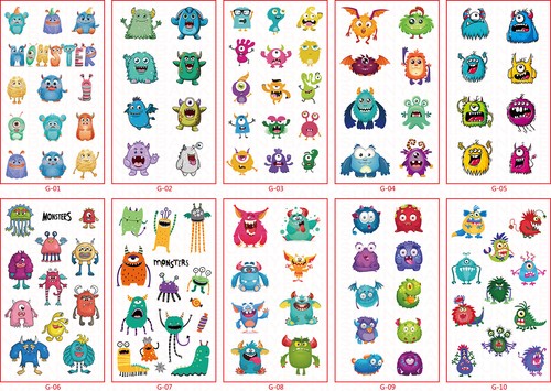 10pcs Kids Temporary Tattoos Stickers Boys Girls Party Unicorn Princess Cartoon - Picture 34 of 73