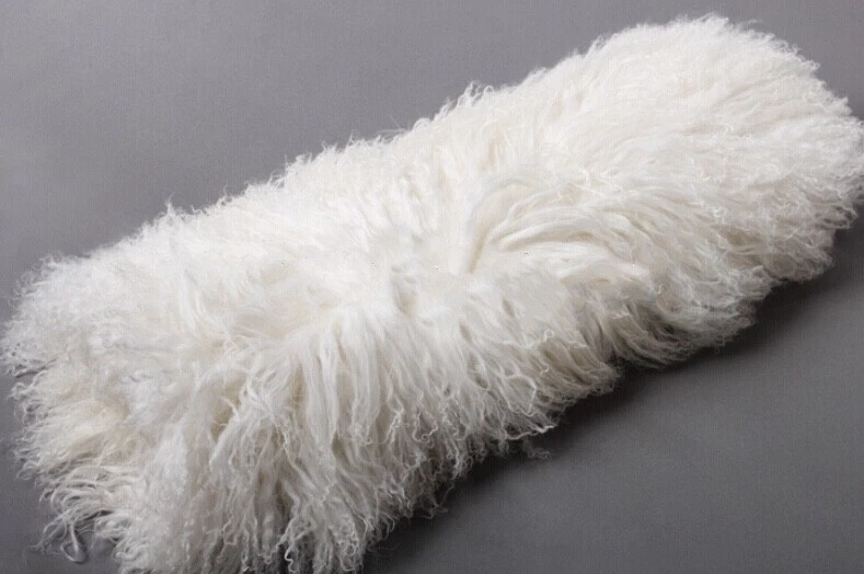Long Hair Tibetan Mongolian Sheepskin Fur Area Rugs Blanket Carpet Mat 43"x21.6" - Image 3 of 4