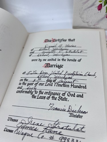 Wedding Marriage Ceremony booklet Telegram Cards honeymoon trip photos 1950's - Picture 4 of 12