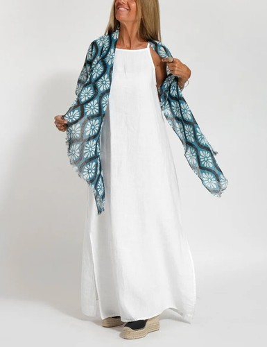 Women's Strappy Split Linen Cotton Casual Loose Kaftan Long Maxi Dress PLUS SIZE - Picture 12 of 22
