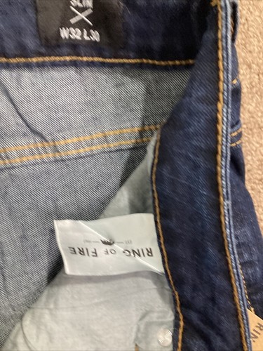 Ring Of Fire West Coast Tradition Men's Denim Blue Slim Fit Jeans 32/30 new - Picture 4 of 13