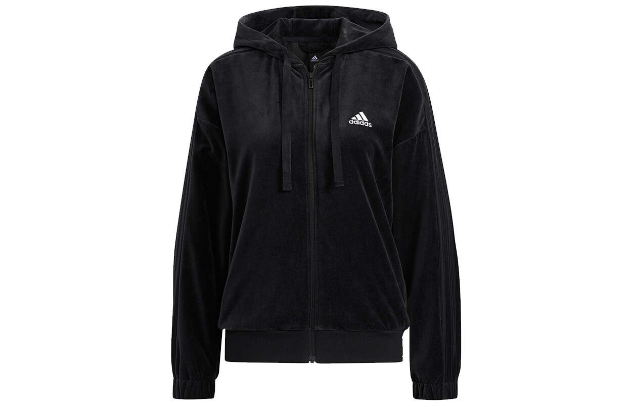 велюровая куртка с капюшоном adidas