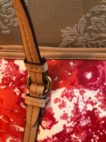 Coach Pink/Red Floral Peyton Zip Top Tote Handbag $328 NWT Great for Gift Giving - Picture 5 of 8