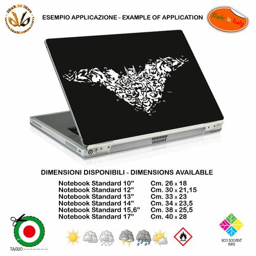 Batman pipistrelli cartoon adesivo notebook tablet sticker cropped black white - Afbeelding 12 van 15