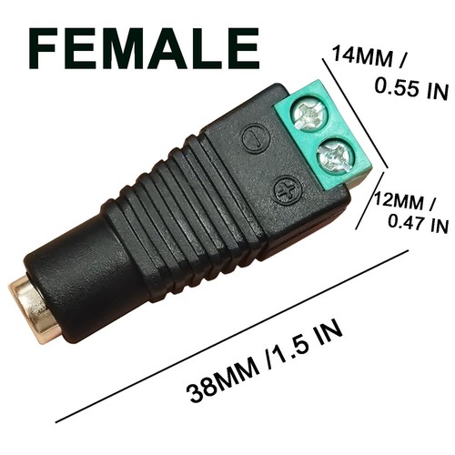 5.5mm x 2.1mm Power Connector Plug Adapter Connector for CCTV Camera LED Strip - Picture 21 of 34