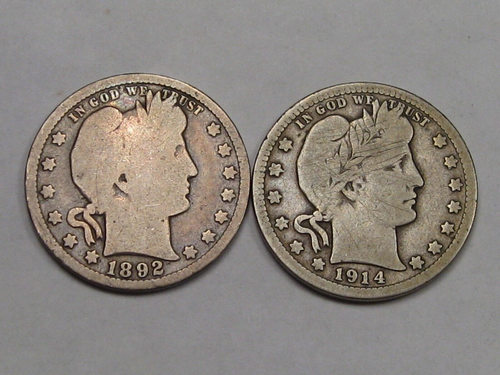 2 Silber Friseur Viertel : 1892 & 1914-d. #32 - Bild 1 von 7