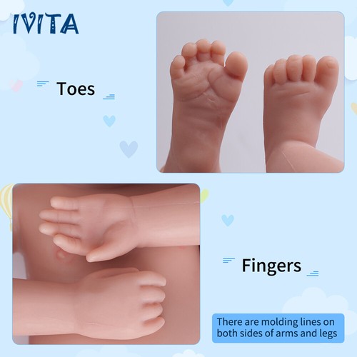 IVITA 17'' Soft Silicone Reborn Baby Doll Realistic Girl Fullbody Silicone Doll - Picture 6 of 6