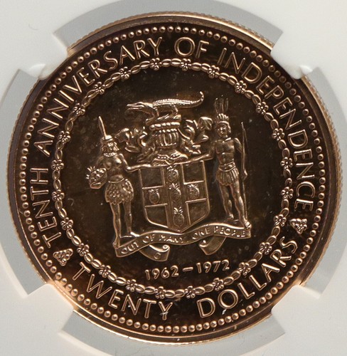 1972 JAMAICA 10th Independence Anniversary Proof Gold 20 Dollars Coin NGC i94022 - Picture 2 of 5