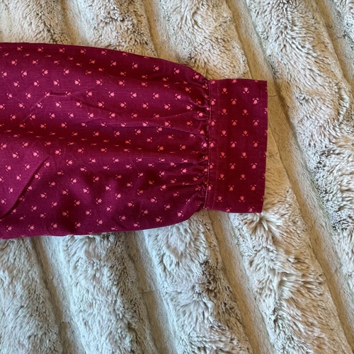 Talbots Burgundy Floral Print Button- Up Shirt Women's Corduroy Size XL - Picture 7 of 16