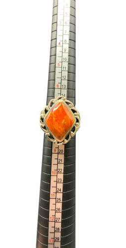 Orange Jasper Ring Gemstone 925 Sterling Silver Cocktail NK Thailand Size 8 - Picture 12 of 13