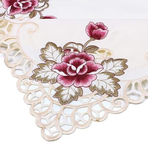 White Vintage Embroidered Lace Tablecloth Square Table Cloth Cover Topper Doily - Bild 20 von 38