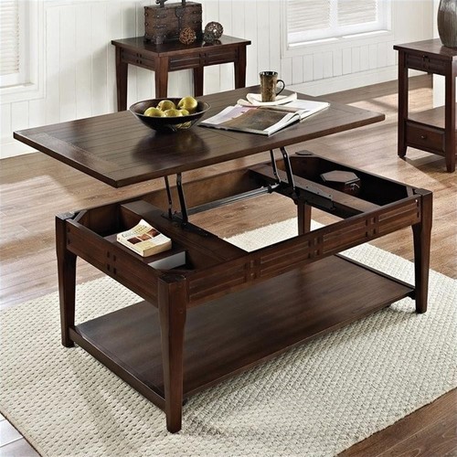 Steve Silver Brown Wood Crestline Lift-Top Cocktail Table - Picture 1 of 7