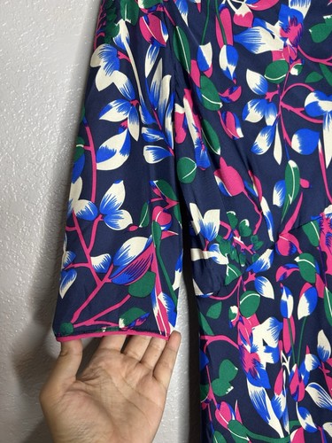 Maxi abito Libelula seta stampa tropicale rosa navy manica corta formale taglia US 8 - Foto 12 di 12