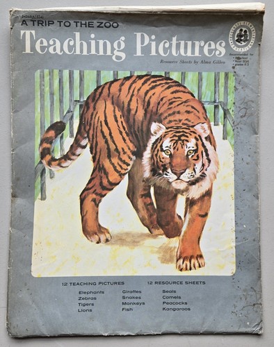 Vintage Teaching Resource Pictures Set of 12 - A TRIP TO THE ZOO - Picture 1 of 5