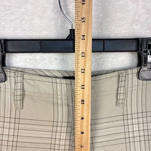 VTG Quiksilver Shorts Mens 32 Tan Plaid Flat Front Skater SoCal Y2K Surf Beach - Picture 7 of 8
