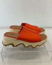 Sorel Kinetic Impact Orange Leather Platform Slide Sandals 10