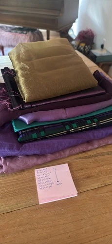Fabric Remnant Lot 8 Pcs Rayon Polyester Satin Assorted 13 Sq Yds Sewing Costume - product listing photo