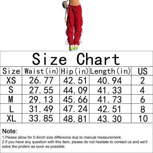 Baggy Parachute Pants for Women& Girls Drawstring Elastic Low Waist Ruched Ca... - Picture 6 of 6