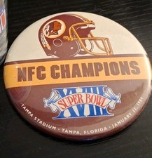 Washington Redskins NFC Champions Super Bowl  XVIII 3 Inch Button 1984