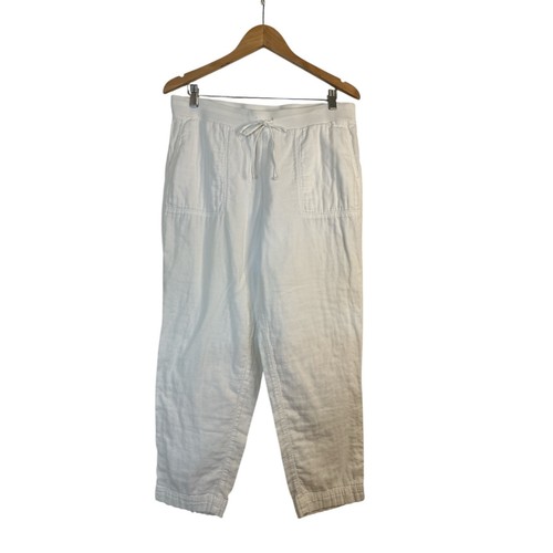 J. Jill Damen High Waist Tunnelzug weiche Baumwolle Knöchelhose Gr. M weiß