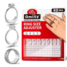 Omilly Ring Sizer Adjuster for Loose Rings - 62 Piece Set with 3 Styles