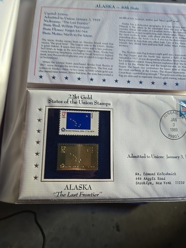 50 GOLDEN REPLICAS OF 1976 UNITED STATES FLAG STAMPS 1st day 22K GOLD - Picture 4 of 8