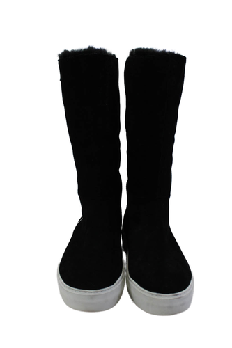 J/Slides Womens Suede Faux Fur Lined Side Zip Mid Calf Boots Black Size 9US - Picture 2 of 5