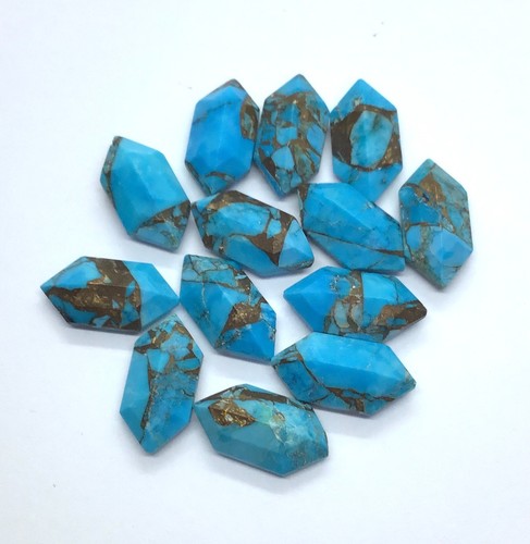 Blue Copper Turquoise Hexagon Cut AAA Loose Gemstone For Assorted All Jewelry - Picture 8 of 9