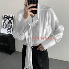 New Chinese Organza Pleated Design Lace Up Women's Loose Shirts Long Sleeves