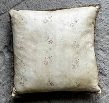vintage 2003 ralph lauren floral printed leather/tweed 22 inch throw pillow