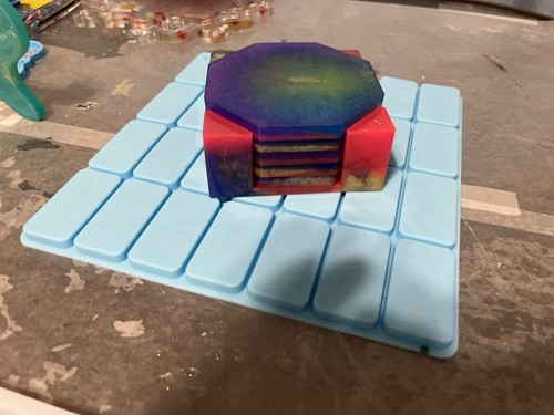 Multi Color Hippie Acrylic Coasters With Holder - Picture 2 of 4