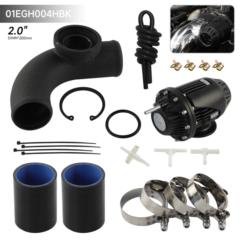2" 51mm 90 Degree Flange Pipe + SQV Blow Off Valve BOV 4 + Silicone Hose Kit BK - Image 3 of 4