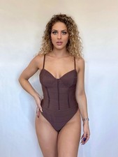 Brown Ribbed Bodysuit