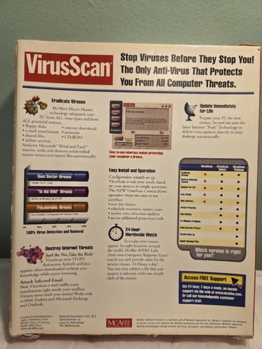 McAfee Vintage Virus Protection Removal Device Software New Sealed Scanner CD - Picture 2 of 8