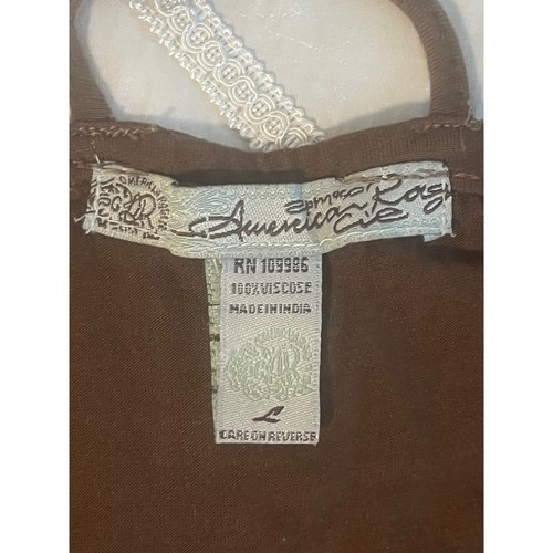 American Rag Cie braun Perlen bestickt Gitter Rücken ärmellos Boho Top-Gr. L - Bild 6 von 19