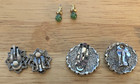 Lot (4) Vintage Earrings:Turquoise, Hand-painted Navajo Wireworks, Jade(?) — photo 6