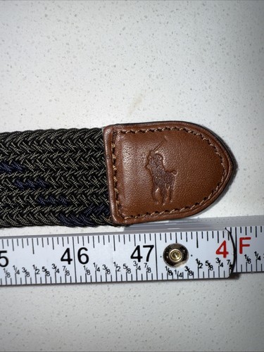 Nuevo NUEVO CON ETIQUETAS Polo Ralph Lauren XL Cinturón Trenzado Verde Oliva Azul Marino Marrón Cuero - Imagen 6 de 6