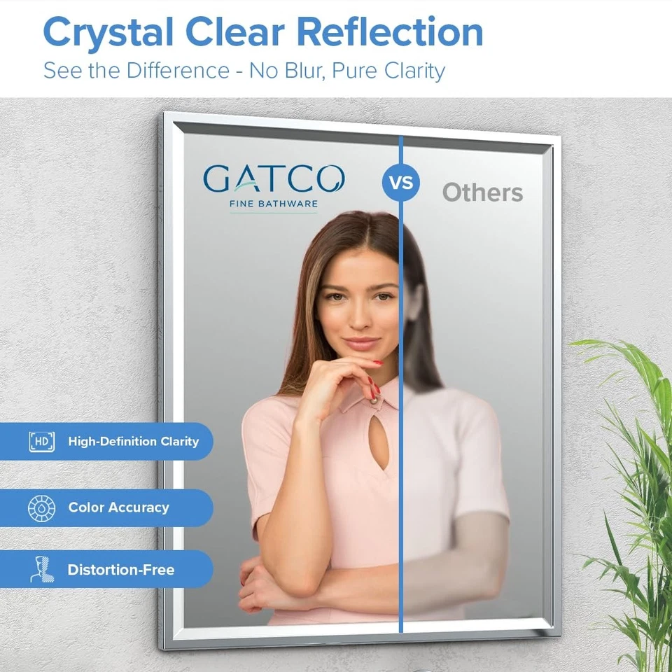 1822 Bathroom Wall Mirror, 33"H x 25"W Modern mirror for Living Room, Vanity,... - Image 2 of 4