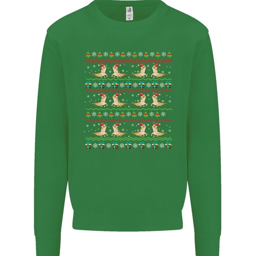 Christmas Bearded Dragon Xmas Reptile Kids Sweatshirt Jumper - Picture 8 of 33