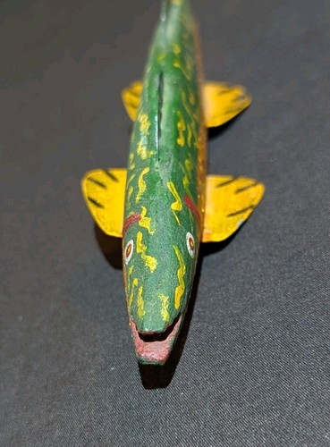 VTG Ice Fish Spearing Decoy Trout Carving 7.5" Folk Art Fishing Lure Handmade - Picture 6 of 13