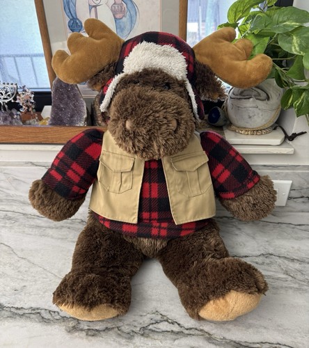 SEARS Dan Dee Collector's Choice 24 Zoll Plüsch-Elch mit kariertem Pullover und Weste.
