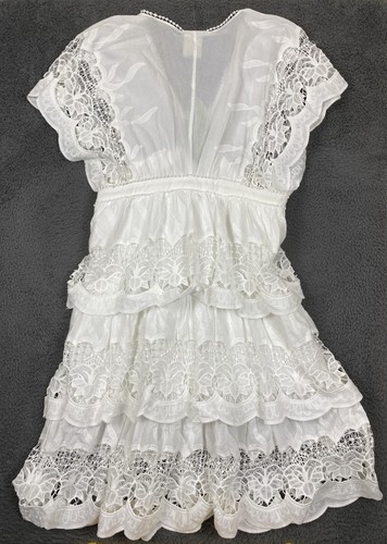 Vestido midi FARM RIO blanco roto Richelier talla XL original $280 Nuevo con etiquetas - Imagen 2 de 8