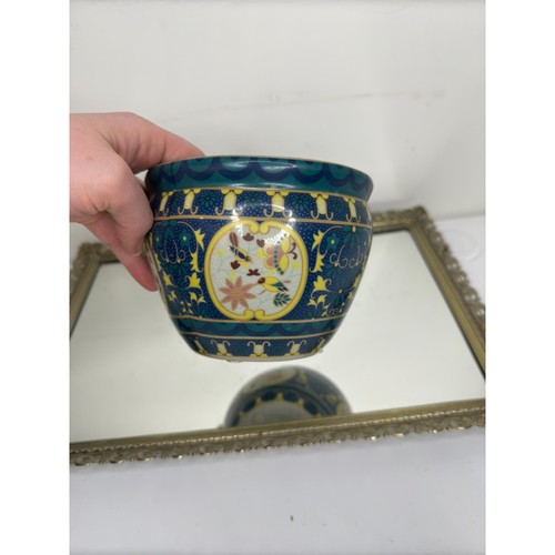 Vintage New England Keramik Ming Dynastie grün Fischschale Vase Goldrand - Bild 5 von 10