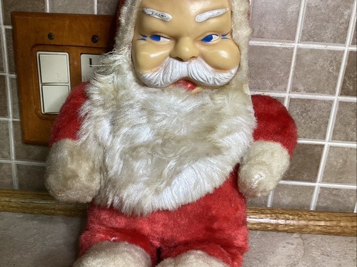 Vintage Christmas Toy 1950s Rubber Face 16” Santa Plush- Genie Toys - Picture 3 of 7