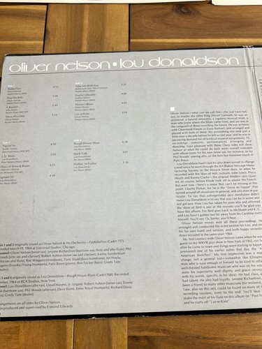 Oliver Nelson/ Lou Donaldson Back Talk Vinyl Double LP Record EX Grade - Picture 2 of 4