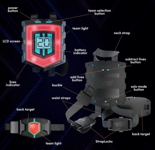 Squad Hero Laser Tag Ricaricabile Sensori 360° + LCD Innovativi, Set di 4 (Nuovi) - Foto 5 di 8