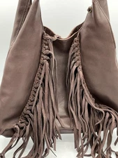 The Sak Leather Brown Fringe Hobo Shoulder Bag Western Boho