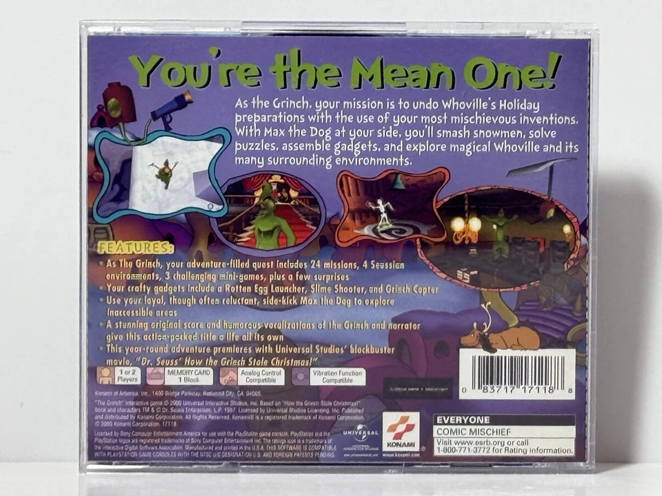 The Grinch (Sony PlayStation 1, 2000 PS1) Complete CIB Black Label Tested Works! - Image 2 of 4