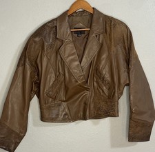 Vintage 80 s G4000 Leather Embossed Jacket Cropped Women s Size Large