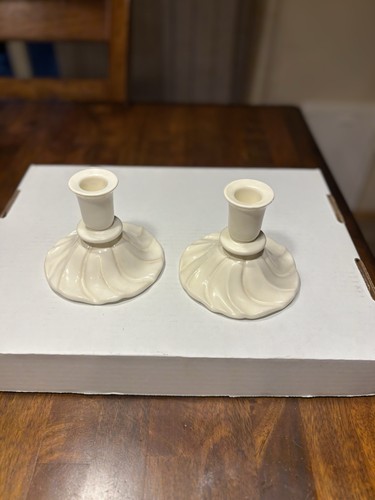 Franciscan Catalina Pottery Coronado vintage candleholders~Ivory satin-NR!